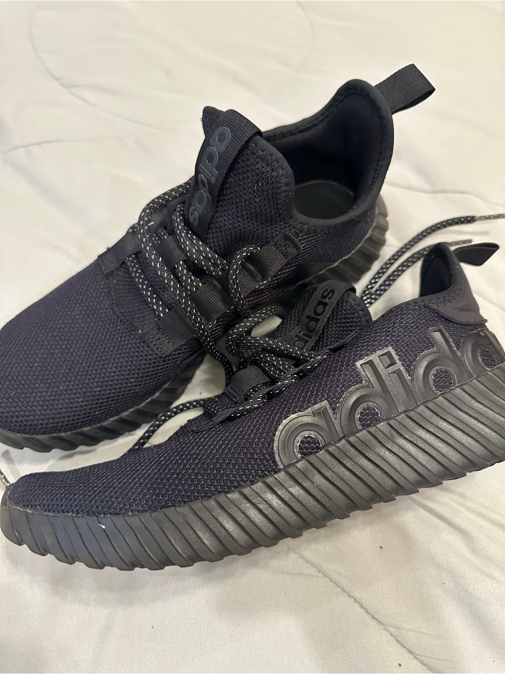Adidas Kaptir 3.0 Triple Black Casual Running Shoes Mens Size 9.5